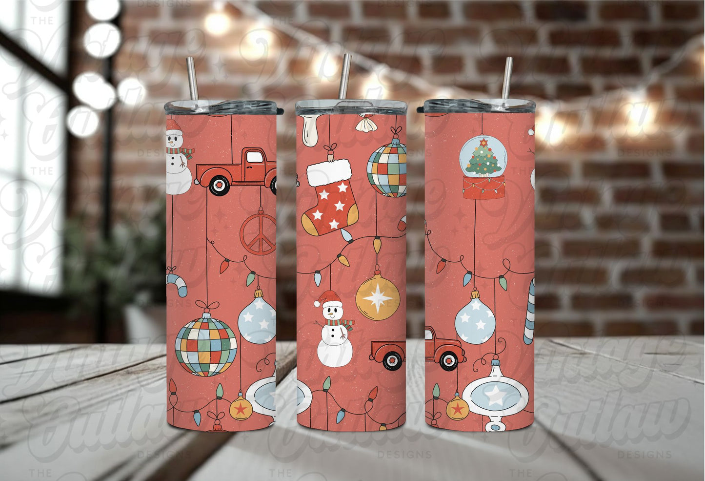 Retro Dangles Christmas Tumbler