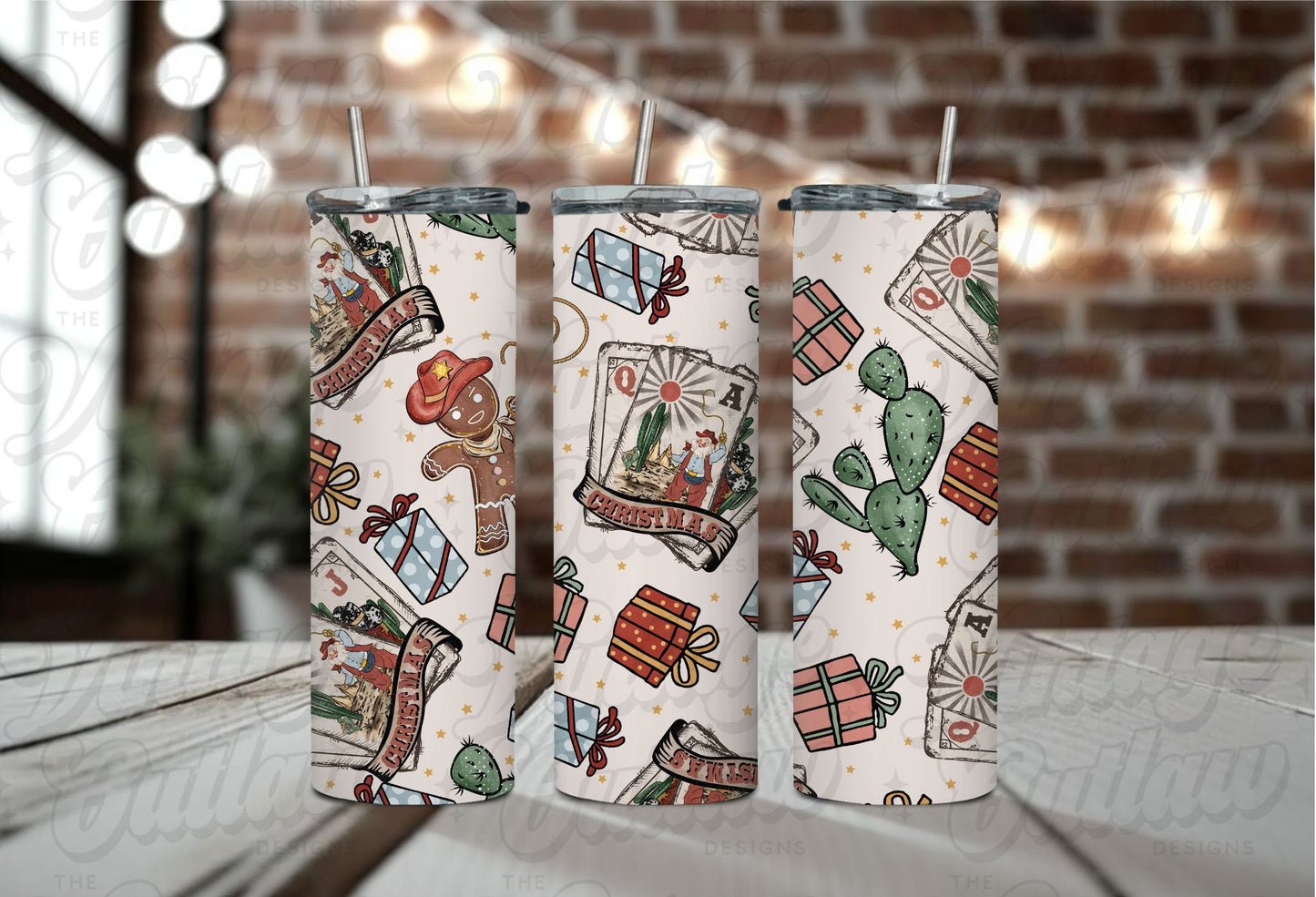 Cowboy Gingerbread Christmas Tumbler