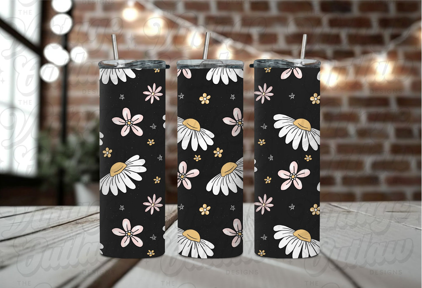 Black Daisy Tumbler